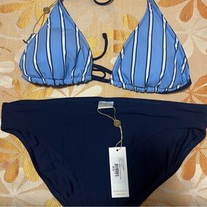 Draper James Light Blue and Navy Bikini